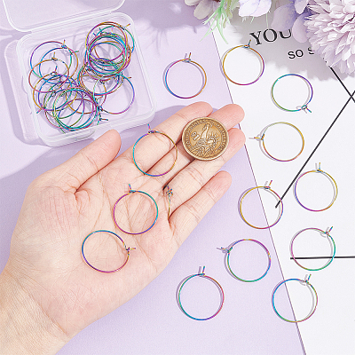 40Pcs 316L Surgical Stainless Steel Hoop Earring Findings STAS-UN0053-41M-1