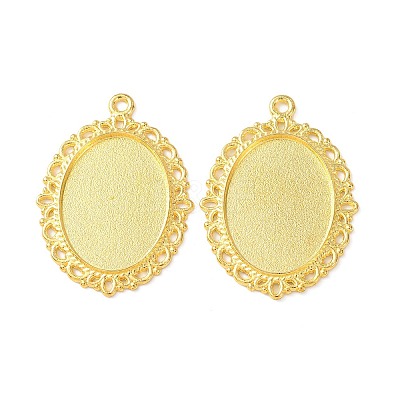 Tibetan Style Oval Alloy Pendant Cabochon Settings TIBEP-Q054-44G-NR-1