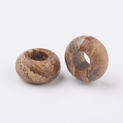 Natural Picture Jasper European Beads X-G-G740-14x8mm-03-1