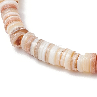 Natural Freshwater Shell Disc Beads Stretch Bracelets for Men Women BJEW-JB11747-1