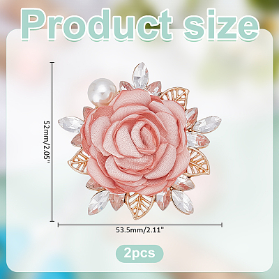 2Pcs Flower Polyester Brooches JEWB-ME0001-12-1