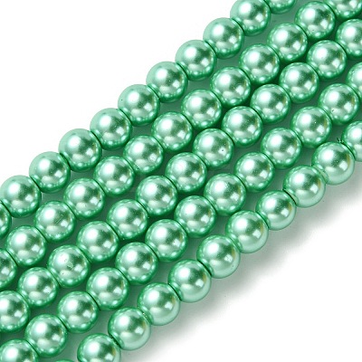 Eco-Friendly Dyed Glass Pearl Beads Strands HY-A008-6mm-RB014-1
