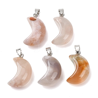 Natural Cherry Blossom Agate Pendants G-F820-02L-25-1