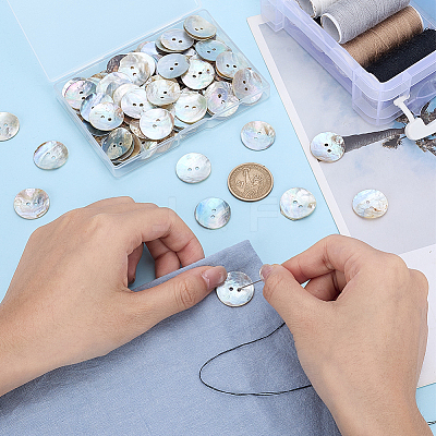 100Pcs Natural Shell Buttons BUTT-PH0001-72-1