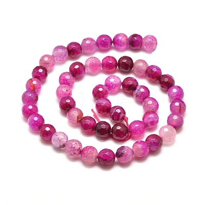 Dyed Natural Agate Faceted Round Beads Strands G-E267-22-1