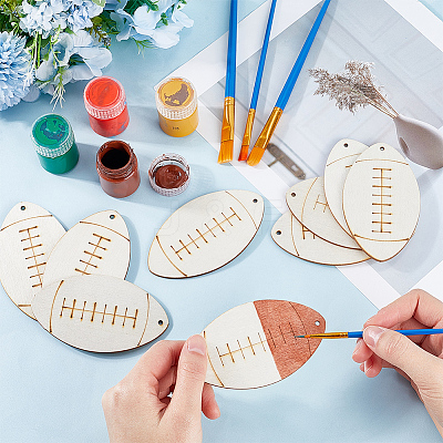 Sport Ball Theme Unfinished Wooden Painting Hanging Ornaments WOOD-WH20001-12C-1