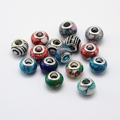 Handmade Lampwork Large Hole Rondelle European Beads LPDL-L003-08-1