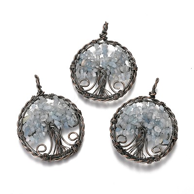 Natural Aquamarine Gemstone Pendants G-B001-01R-A-1