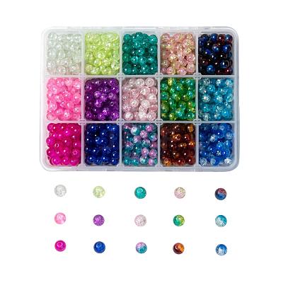 Spray Painted Crackle Glass Beads Strands CCG-JP0001-03B-1