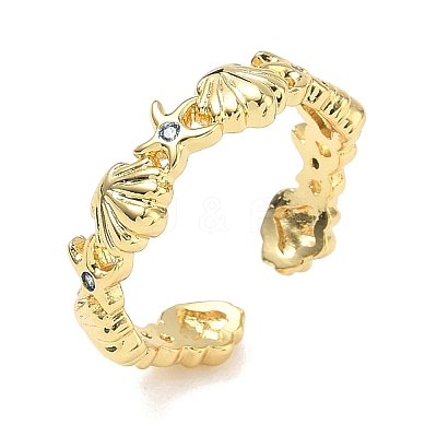 304 Stainless Steel Cubic Zirconia Cuff Open Rings for Women RJEW-Z122-02G-06-1