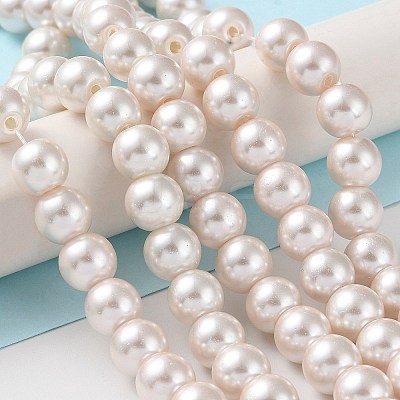 (Defective Closeout Sale: Fading) Baking Paint Pearlized Glass Pearl Round Bead Strands HY-XCP0001-12-1