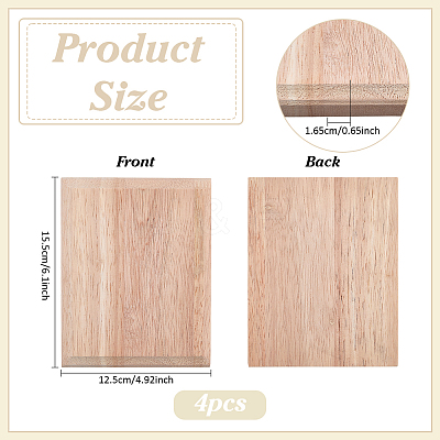 4Pcs Unfinished Rubber Wood Timber Board WOOD-FG0001-66B-1