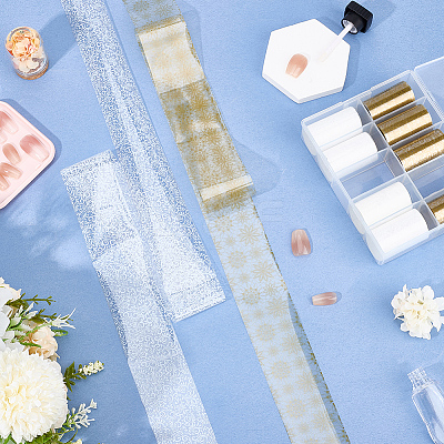 10 Rolls PET Lace Flower Nail Foils Floral Transfer Paper STIC-WH20010-16A-1