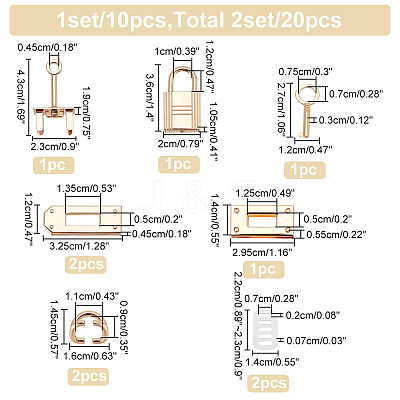 2 Sets Alloy Bag Lock Clasp Set FIND-WR0006-89-1