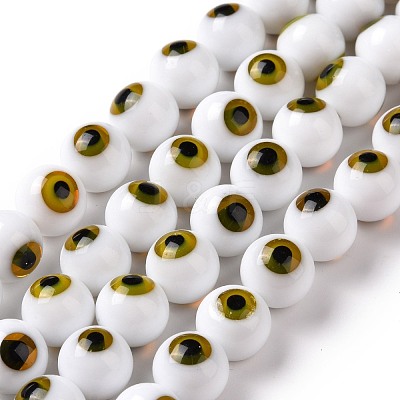 Handmade Evil Eye Lampwork Round Bead Strands LAMP-L055-10mm-32-1