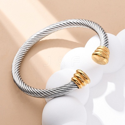 304 Stainless Steel Cuff Bangles BJEW-P310-11GP-1