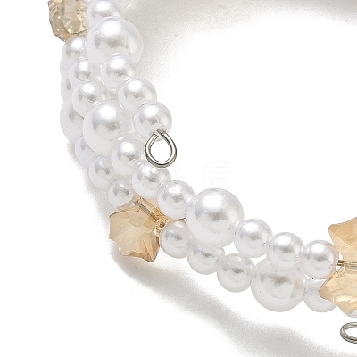Glass & ABS Plastic Imitation Pearl Beaded Multi-srand Bracelets BJEW-JB12321-01-1