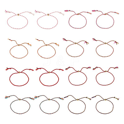 16Pcs 8 Colors Macrame Cotton Cord Slider Bracelets BJEW-TAC0060-1