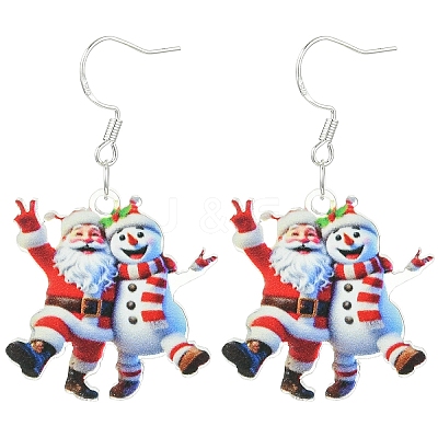 Acrylic Santa Claus Dangle Earrings EJEW-YWC0001-01-1