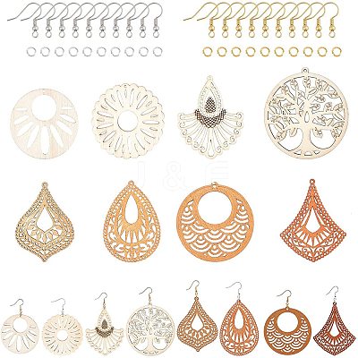 DIY Wooden Dangle Earring Making Kits DIY-NB0005-49-1