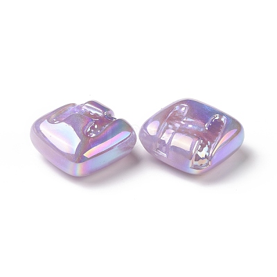 Rainbow Iridescent Plating Acrylic Beads OACR-A010-06A-1