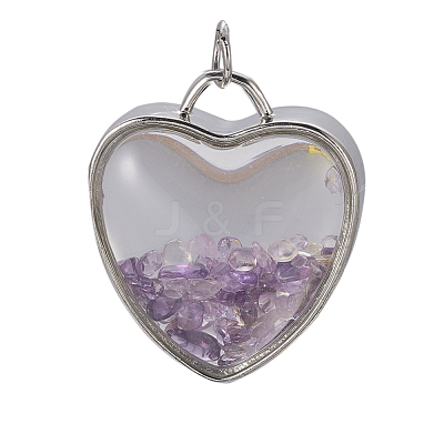 Natural Amethyst Chips Pendants G-A176-B07-1