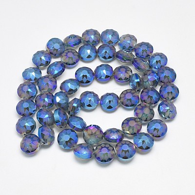 Electroplate Glass Beads Strands EGLA-Q084-14mm-07-1