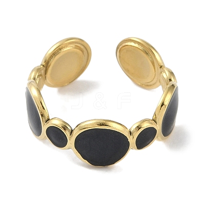 Ion Plating(IP) 304 Stainless Steel Enamel Cuff Finger Rings RJEW-L107-038G-02-1
