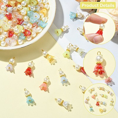 100Pcs 10 Colors Acrylic Pendants PALLOY-CJ00058-1