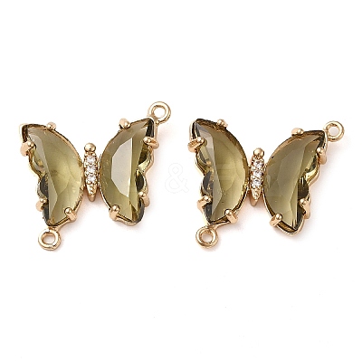 Brass Pave Faceted Glass Connector Charms X-FIND-Z020-04S-1