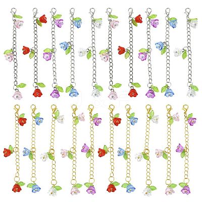 10Pcs 5 Colors Flower Acrylic Pendant Decorations HJEW-FS00087-1