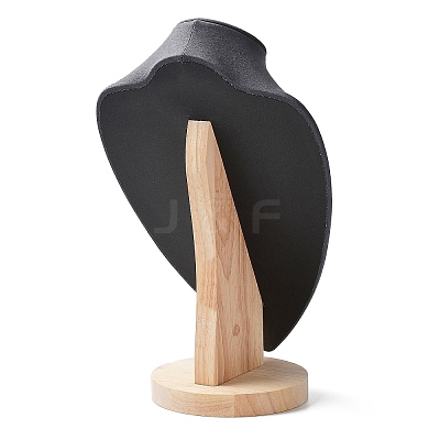 Velvet Bust Necklace Display Stands with Wooden Base ODIS-Q041-02C-02-1