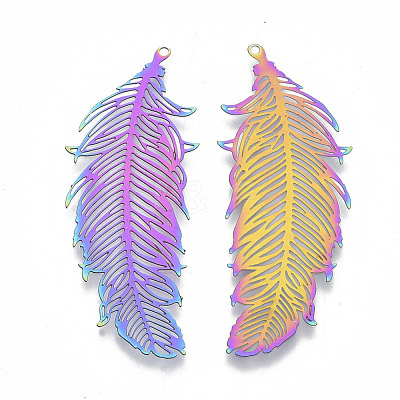 Ion Plating(IP) 201 Stainless Steel Filigree Pendants STAS-R102-27-1