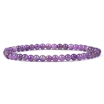 4mm Round Natural Dyed Amethyst Beads Bracelet for Men KG3069-35-1