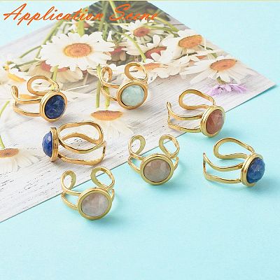 201 Stainless Steel Cuff Ring Findings STAS-S080-040E-G-1