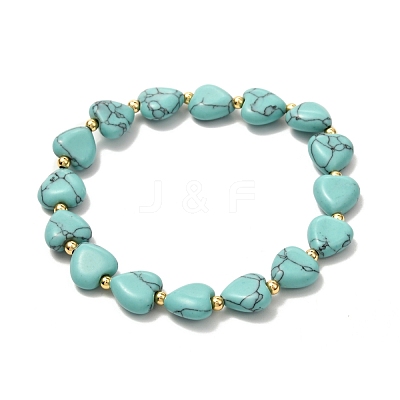 Heart Beads Stretch Bracelet for Girl Women BJEW-JB06938-02-1