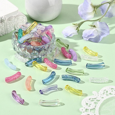 150Pcs 15 Styles Mixed Style Rainbow Iridescent Acrylic Beads OACR-YW0003-19-1