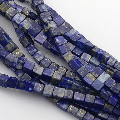 Cube Natural Lapis Lazuli Beads Strands G-P057-02-1