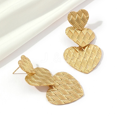 201 Stainless Steel Heart Dangle Stud Earrings EJEW-D084-16G-1