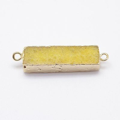 Electroplated Natural Druzy Agate Links/Connectors G-G656-02C-1