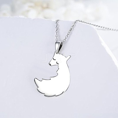 304 Stainless Steel Fox Pendant Friendship Necklaces FS-WGBF3DC-02-1