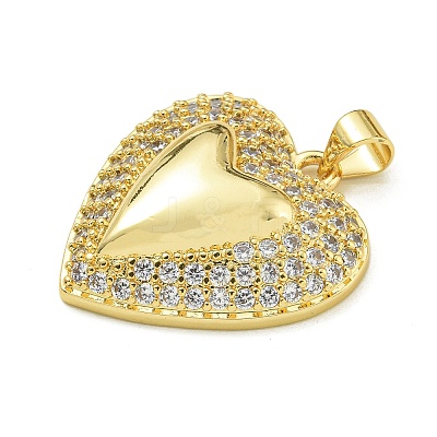 Rack Plating Brass Micro Pave Clear Cubic Zirconia Pendants KK-Z067-07G-01-1