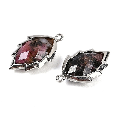 Natural Rhodonite Faceted Leaf Pendants G-I375-04P-04-1