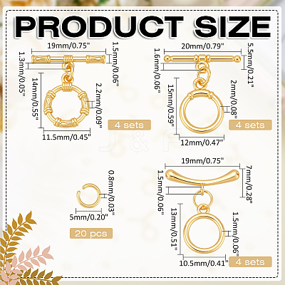 12Pcs 3 Styles Brass Toggle Clasps KK-ME0002-31-1