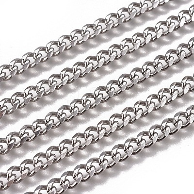 Non-Tarnish Handmade 304 Stainless Steel Cuban Link Chains STAS-F229-07C-P-1