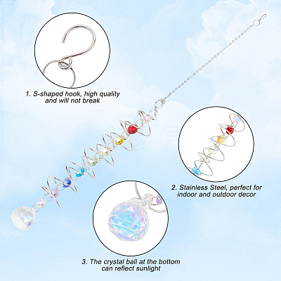 Glass Round Suncatchers Hanging Ornaments HJEW-WH20012-01-1