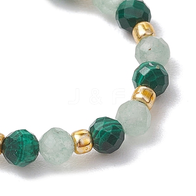 Natural Green Aventurine Beaded Stretch Rings RJEW-JR00867-03-1