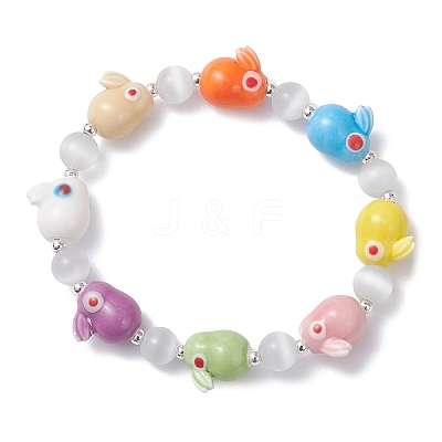 Handmade Porcelain & Glass Beaded Stretch Bracelets for Women BJEW-TA00690-1