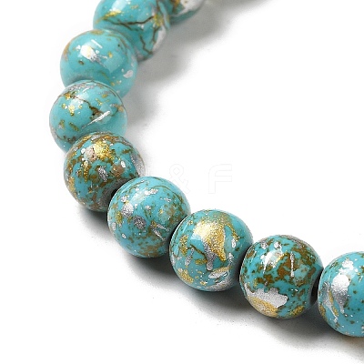 Synthetic Turquoise Dyed Camouflage Beads Strands G-E594-24O-A-1