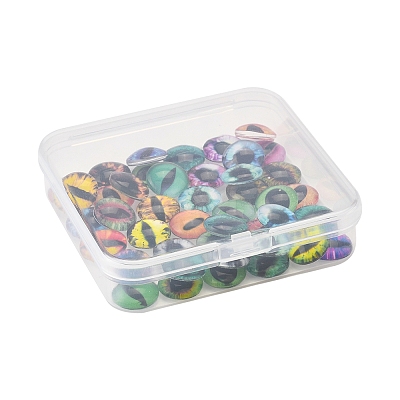 60Pcs Half Round with Eye Glass Cabochons GGLA-FS0001-16A-1